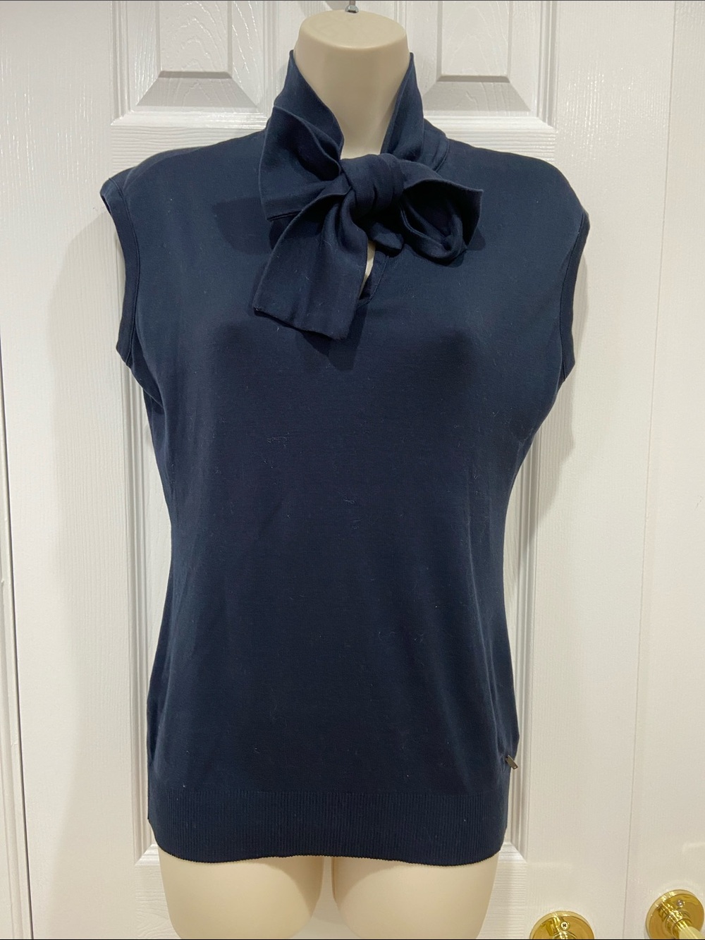 Tommy Hilfiger Navy Sleeveless Bow-Neck